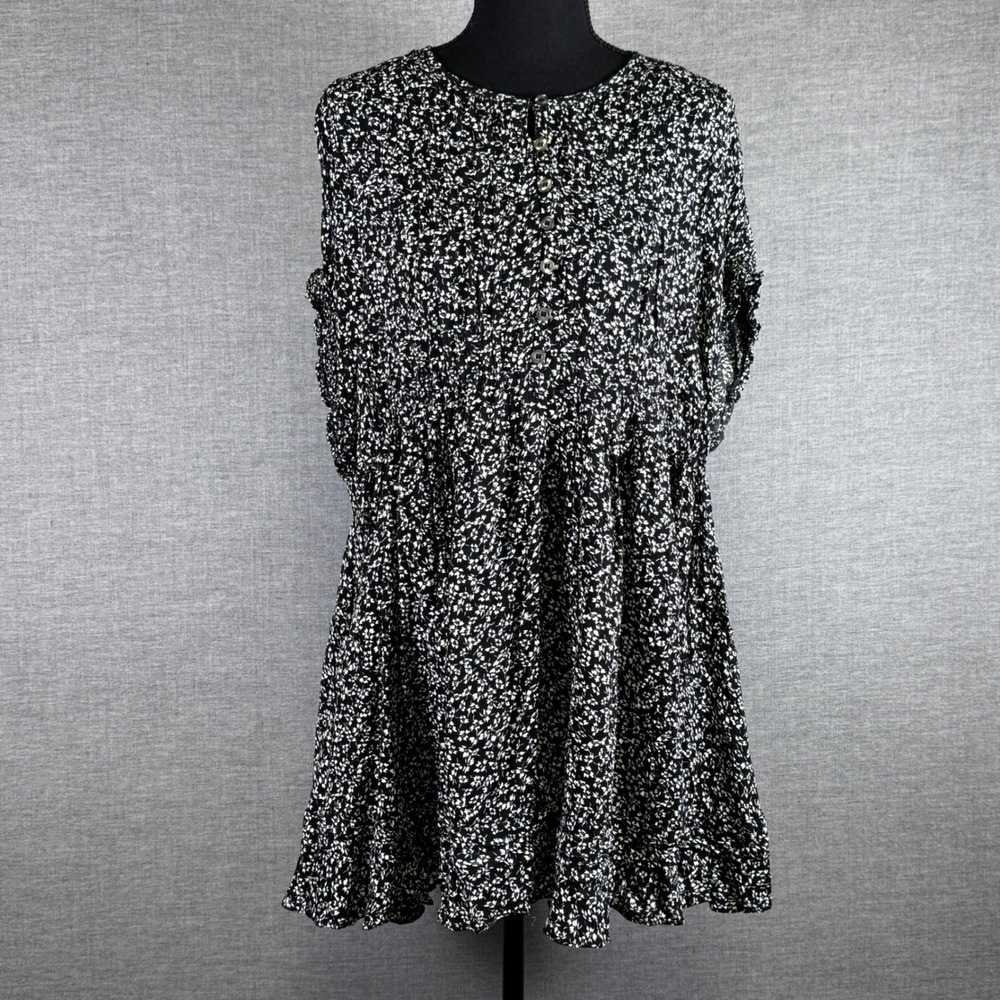 Free People‎ "One Fine Day" Floral Button Front Mini Dress W/Pockets Size XS